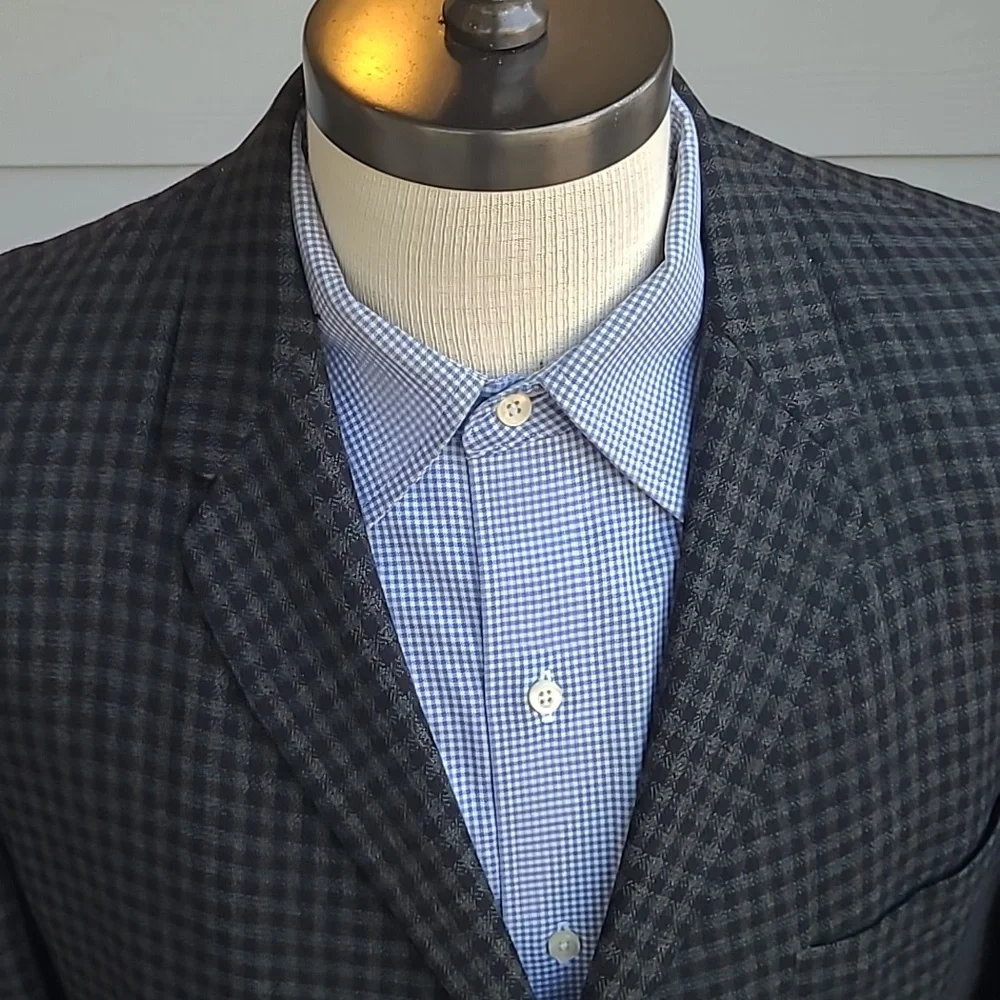 NEIMAN MARCUS Green Black Plaid‎ Light Tweed Wool Sz 42 R Mens Sport Coat 1950s